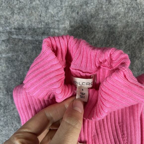 Anthropologie Pilcro High Neck Ribbed Knit Tank Sweater Womens Small Hot Pink - Picture 8 of 9